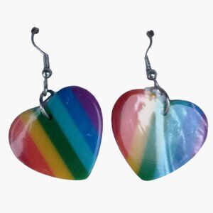 Rainbow Heart Pride Earrings Celebrate Gay Pride LGBTQ Valentine Wedding